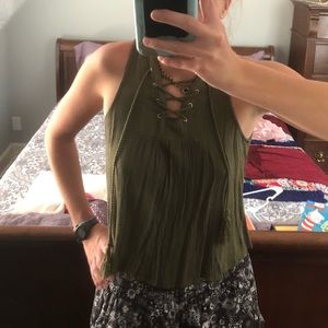 Army green crop top